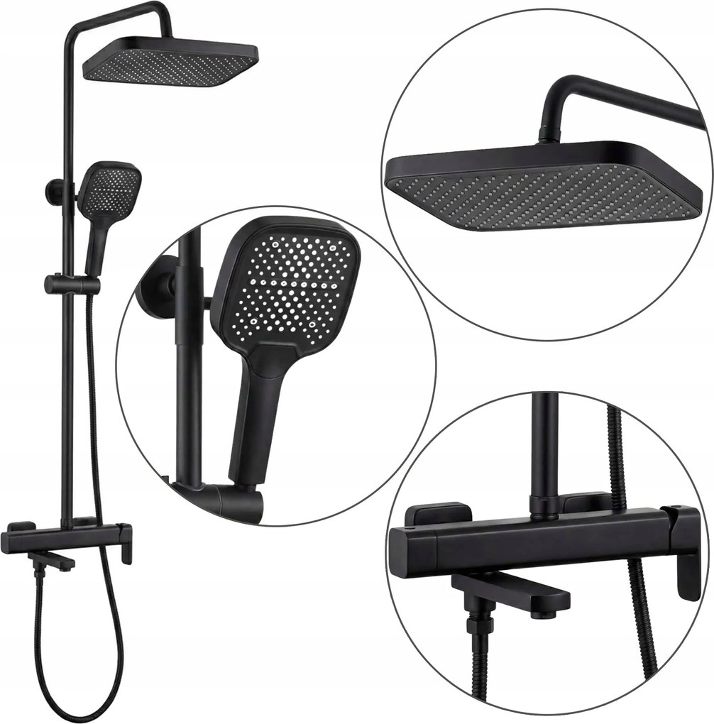 Zuhanyszett Esőztetővel Mozgatható Kifolyócsővel Rea Arlo Fekete Falra szerelhető