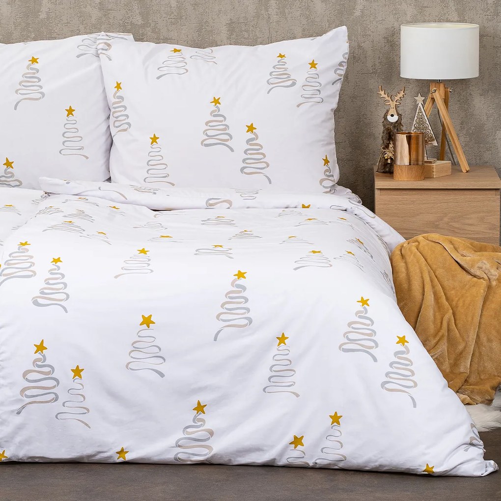 4Home Christmas tree karácsonyi pamut ágyneműhuzat, 160 x 200 cm, 70 x 80 cm, 160 x 200 cm, 70 x 80 cm
