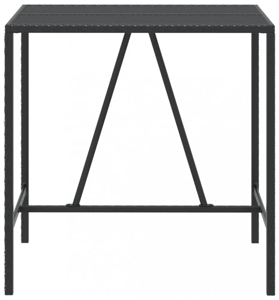 fekete polyrattan üveglapos bárasztal 110 x 70 x 110 cm