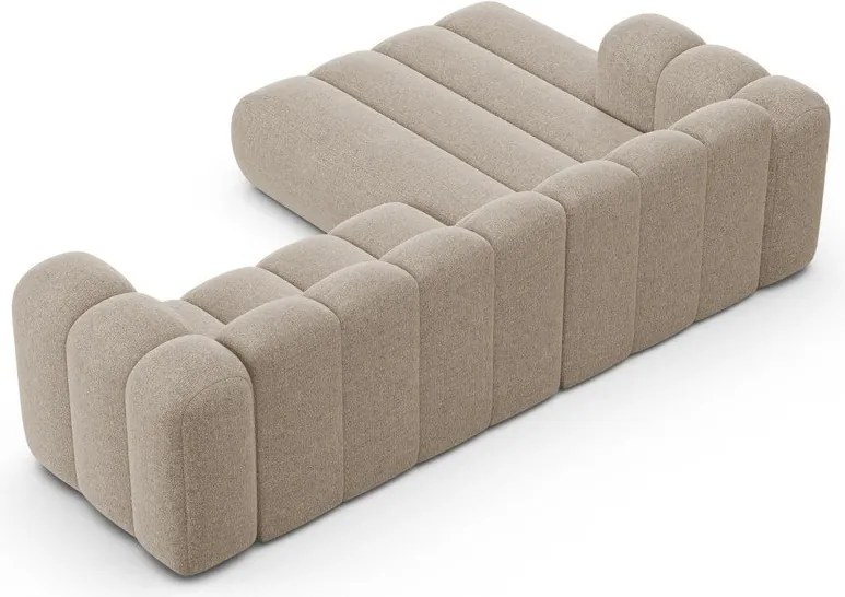 Bézs zsenília sarokkanapé (bal oldali-heverő résszel) Lupine – Micadoni