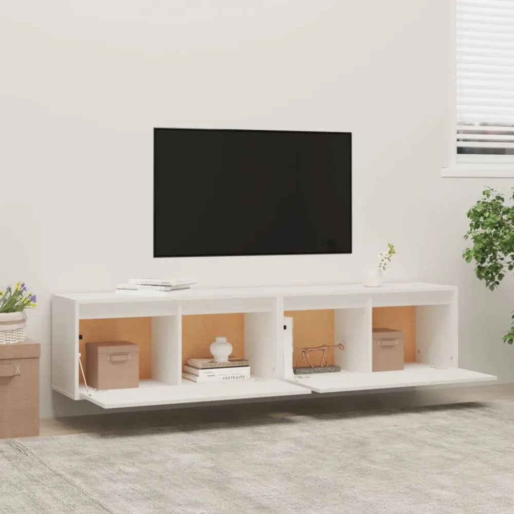 2 db fehér tömör fenyőfa faliszekrény 80 x 30 x 35 cm