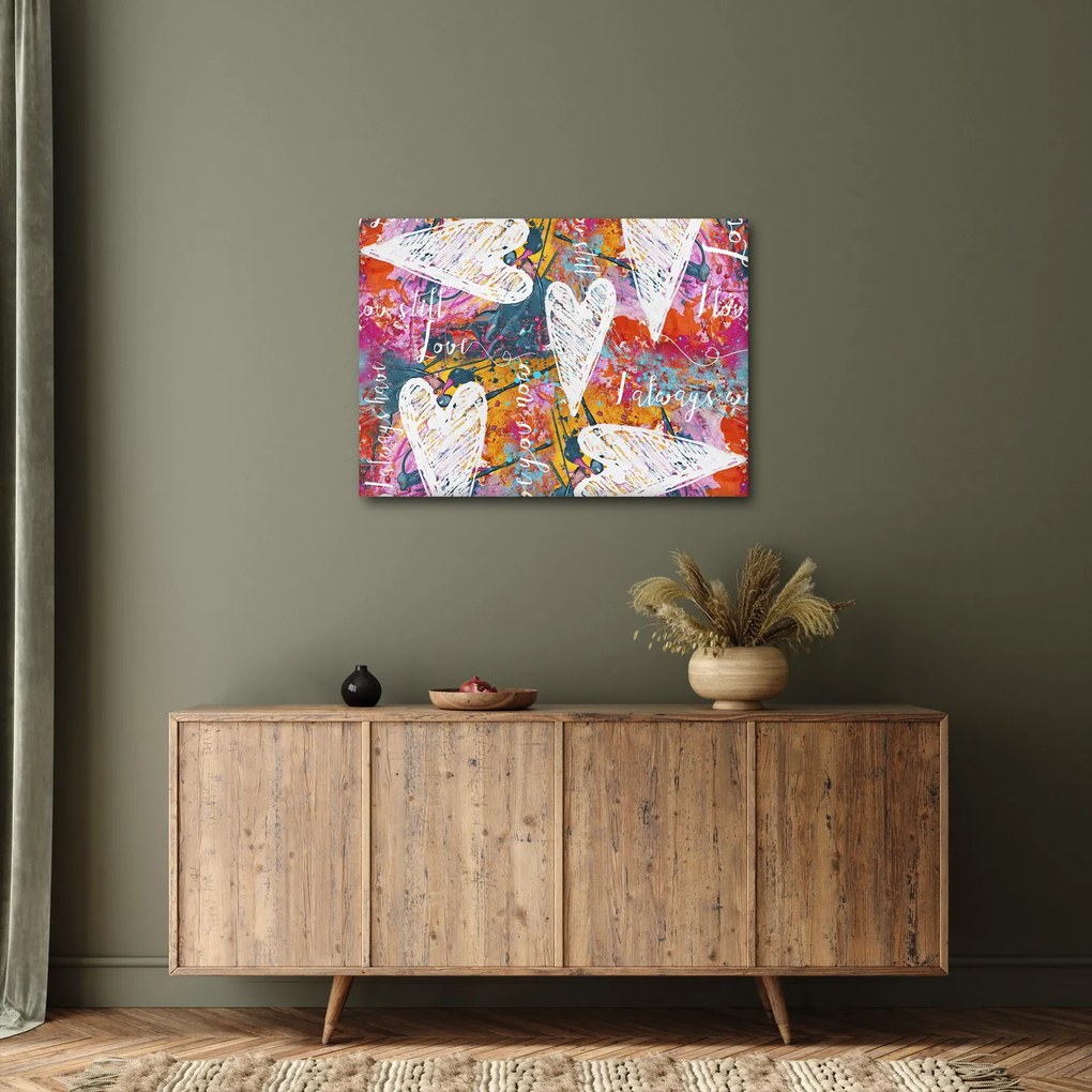 Kép - szív egy absztrakt háttérben (70x50 cm)