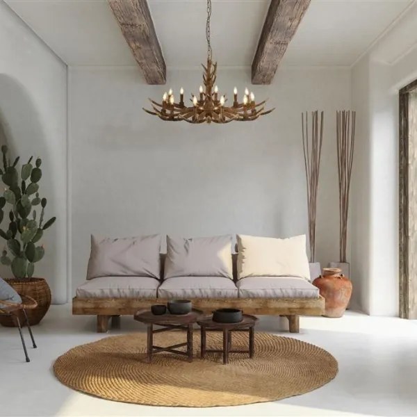 Searchlight 6416-12BR - Csillár láncon STAG 12xE14/40W/230V agancsok