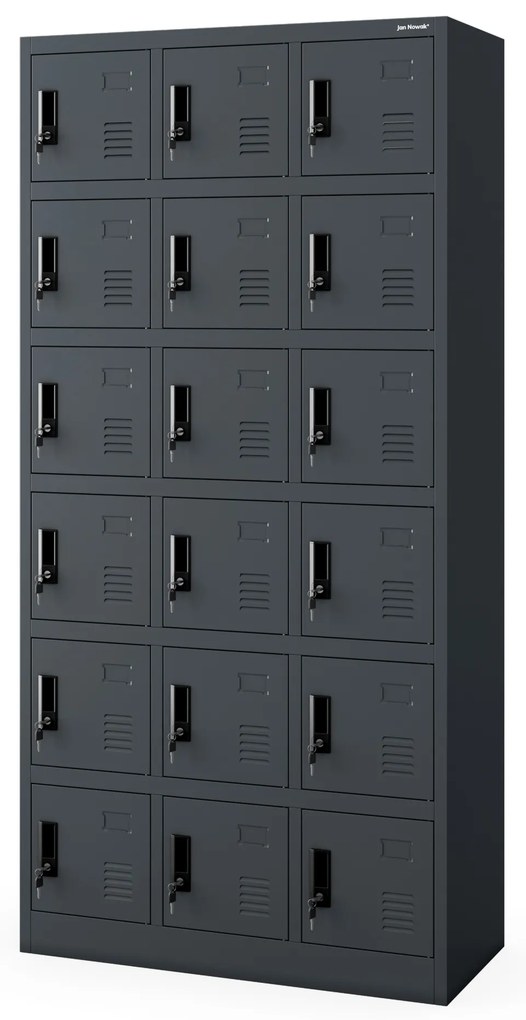 KAROL többrekeszes szociális szekrény, 900 x 1850 x 400 mm, antracitszürke