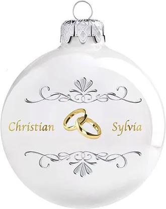 Esküvő porcelán fehér 8cm - Karácsonyfadísz