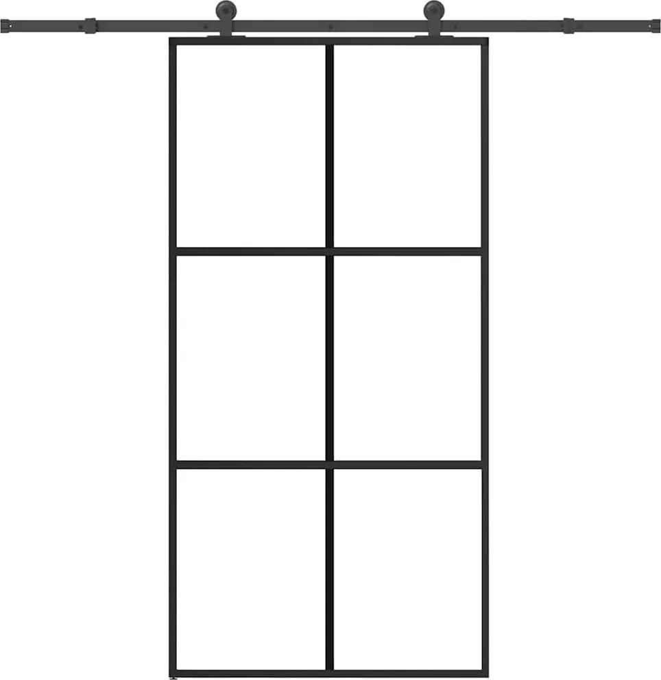vidaXL tolóajtó vasalatokkal 102x205 cm ESG üveg&alumínium