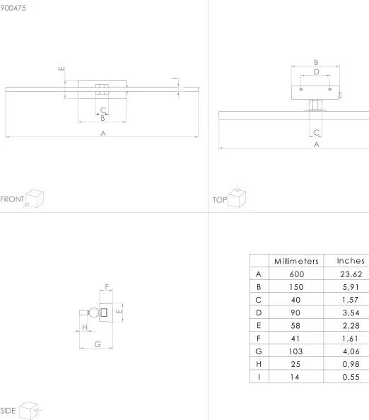 Eglo 900475 - VERDELLO LED fürdőszobai tükörvilágítás 5W, 230V, IP44, fekete