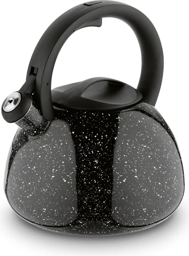 Indukciós teáskanna, hagyományos rozsdamentes acélból, fekete, 2,7 literes