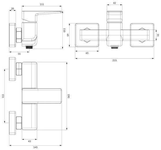 OMNIRES PM7440BL - Zuhanycsap PARMA matt fekete