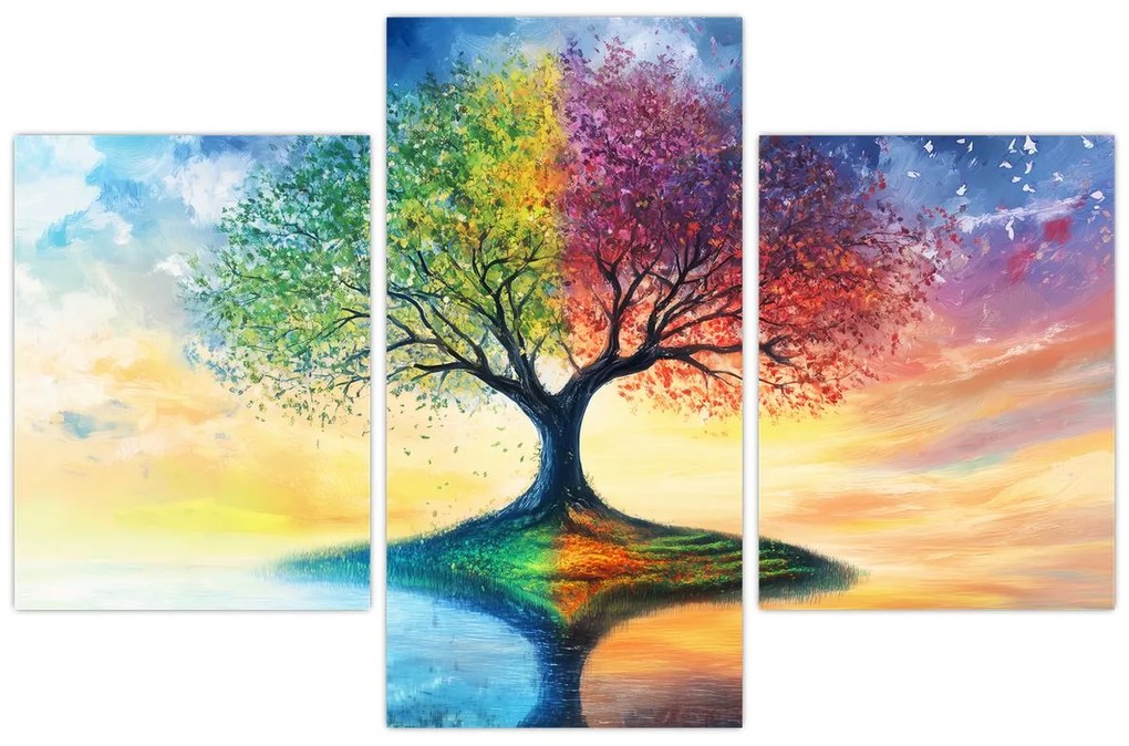 Kép – Évszakok festett fája (90x60 cm)