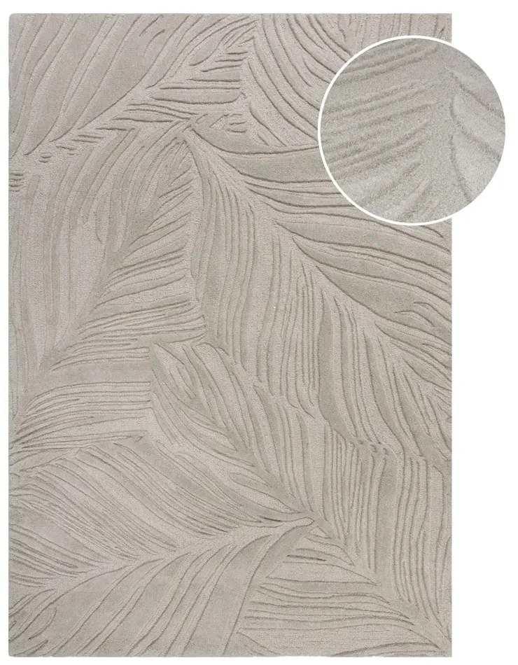 Lino Leaf szürke gyapjú szőnyeg, 160 x 230cm - Flair Rugs