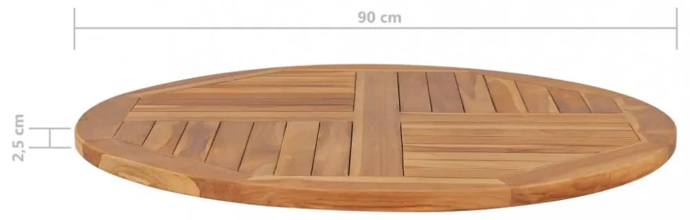 kerek tömör tíkfa asztallap 2,5 cm 90 cm