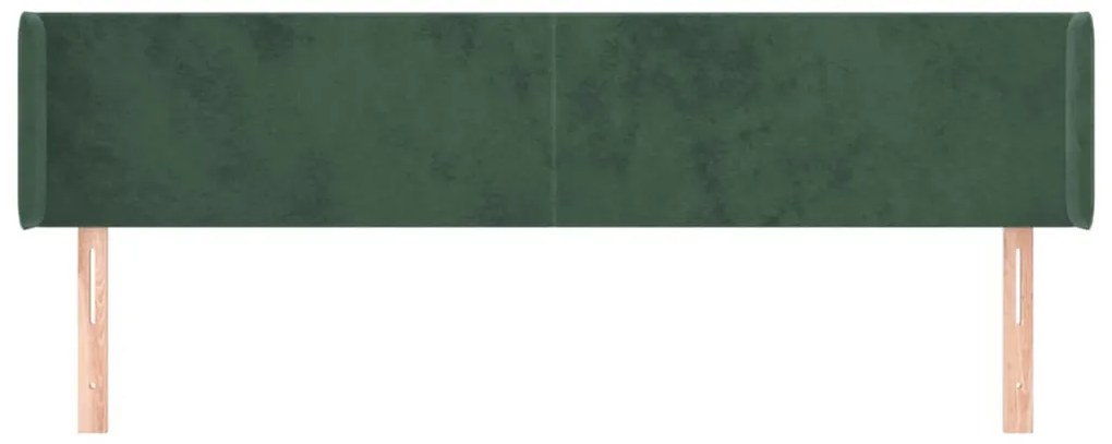 sötétzöld bársony szárnyas fejtámla 203x16x78/88 cm