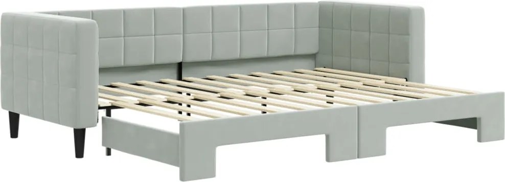 vidaXL világosszürke kihúzható bársony heverő 80 x 200 cm