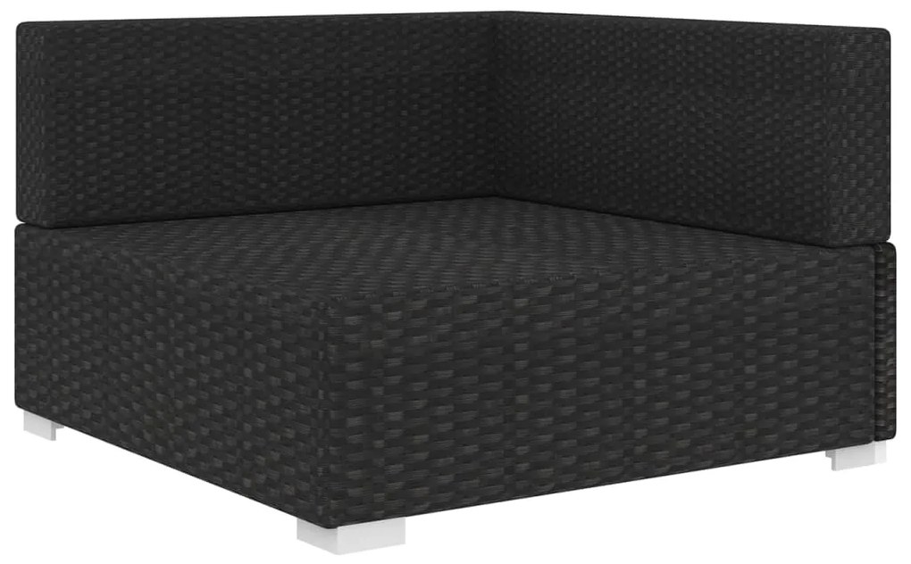 vidaXL 1 db fekete polyrattan moduláris sarokfotel párnákkal