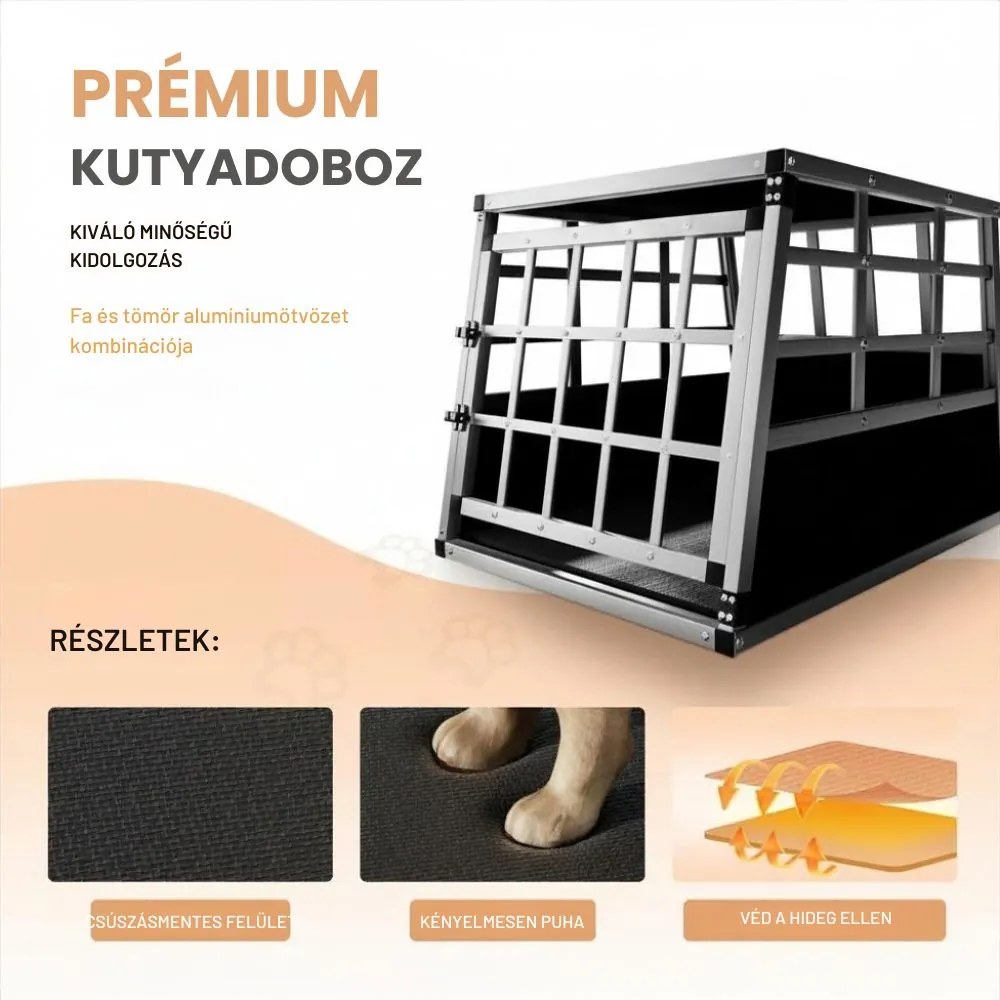 BRUNO kutyaszállító box, 70x54x51cm, ezüst/fekete Cadoca