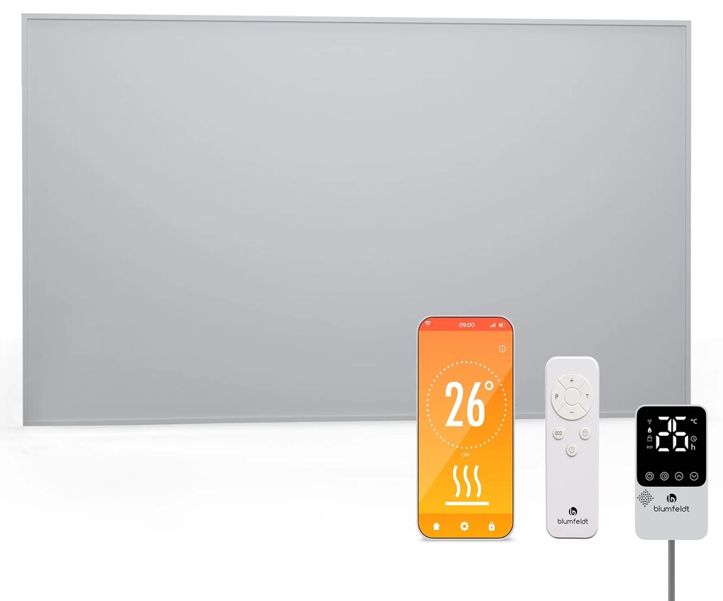 Klarstein RadiantSmart IR Heater, Infravörös hősugárzó, Külső termosztát, 600 W, Energiatakarékos