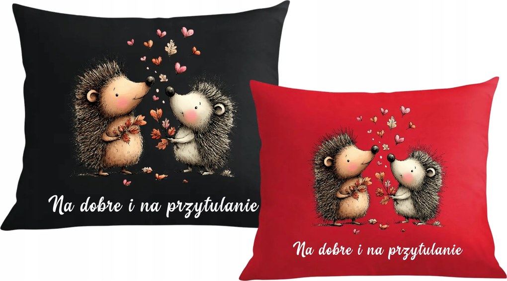 Párna párnahuzat Valentin napra pároknak Süni Jót és Ölelésért