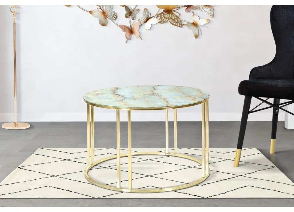 Sepa fehér és aranyszínű dohányzóasztal, ø 75 cm - Mauro Ferretti