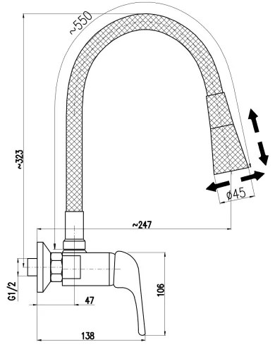 RAV Slezák SA002.5/13CB - Mosogatócsaptelep SAZAVA 32,3 cm fehér/fényes króm