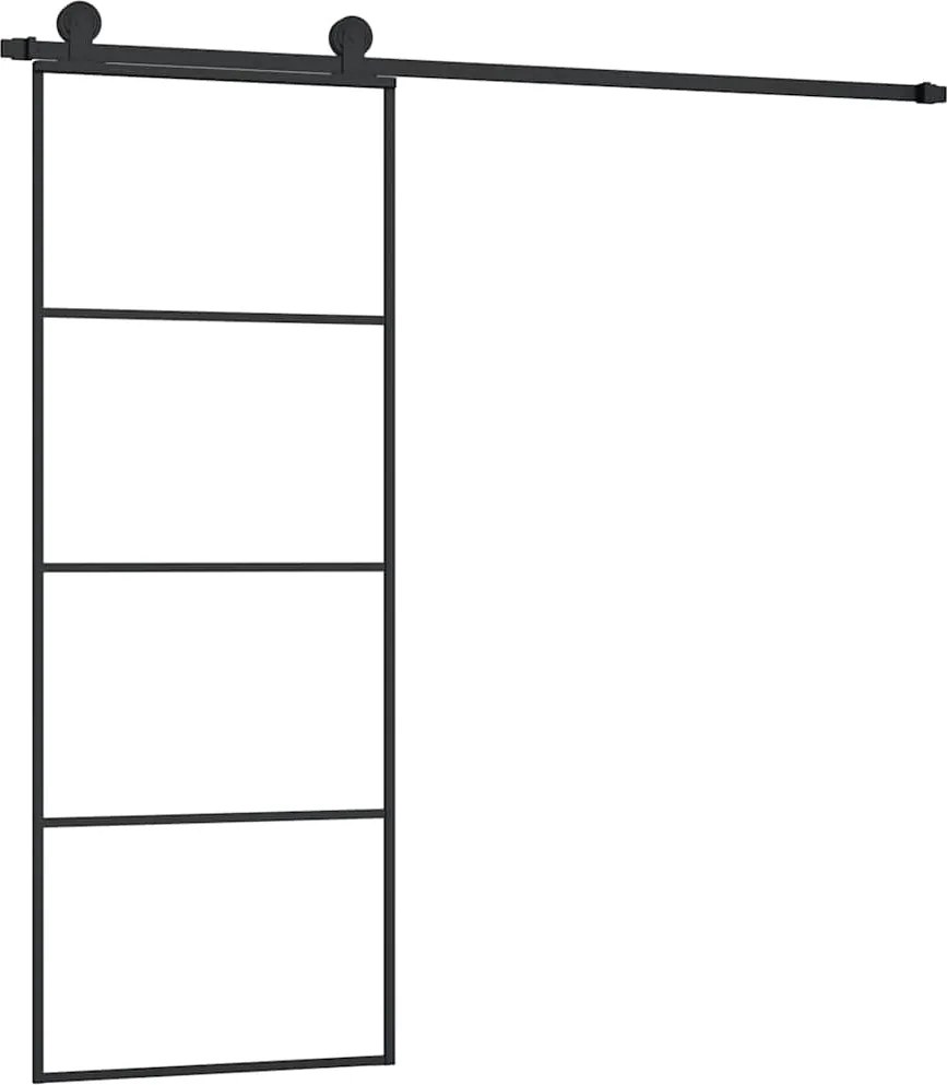 vidaXL ESG üveg és alumínium tolóajtó fémszerelvény-szettel 76x205 cm