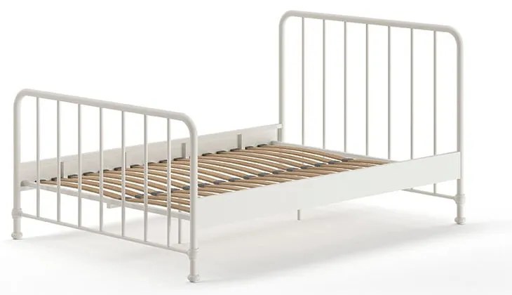 Fehér fém franciaágy ágyráccsal 140x200 cm BRONXX – Vipack