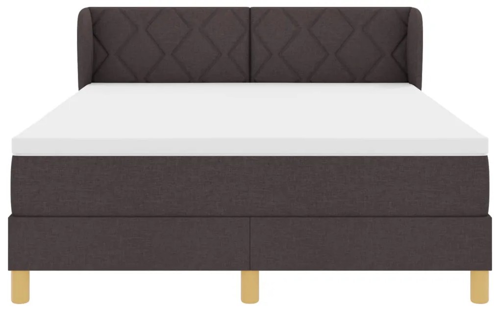 Boxspring Ágy Matrac Nélkül, Sötétbarna, 140x200 cm, Szövet