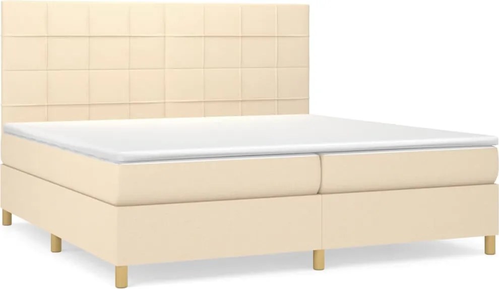 vidaXL krémszínű szövet rugós ágy matraccal 200 x 200 cm