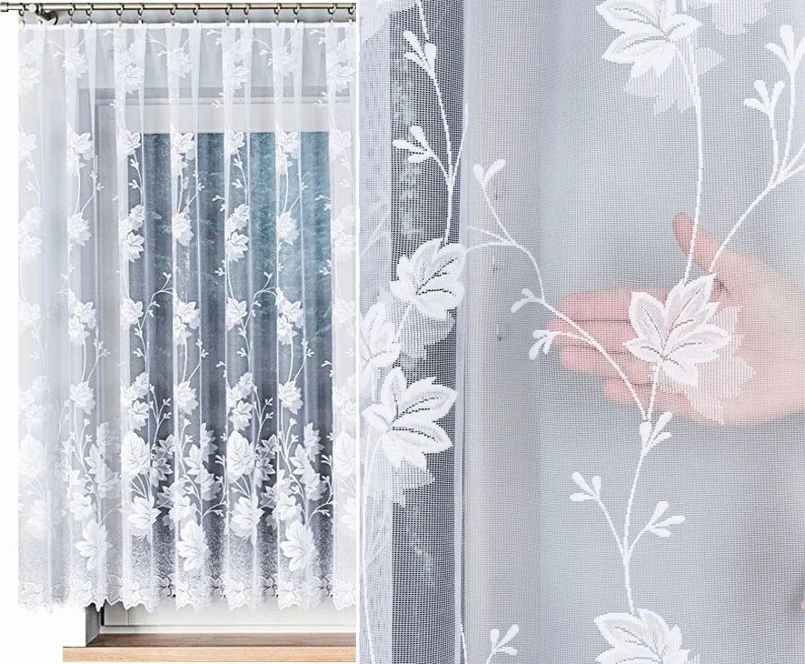 Karácsonyi jacquard függöny 023025 mintás, 150cm magas, fehér színben (méterenként)