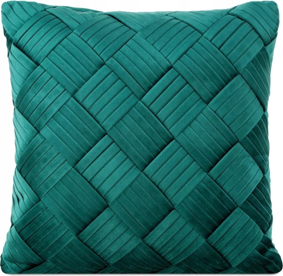 Dekoratív párnahuzat Sonia 45x45 sötét menta bársony átszőtt