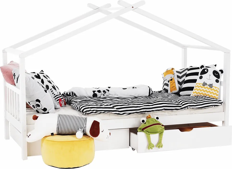 Ágy 2 konténerrál, fehér, ELISIA