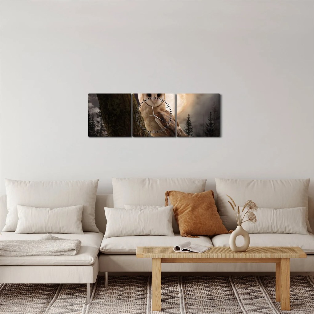 Egy gyöngybagoly képe (órával) (90x30 cm)