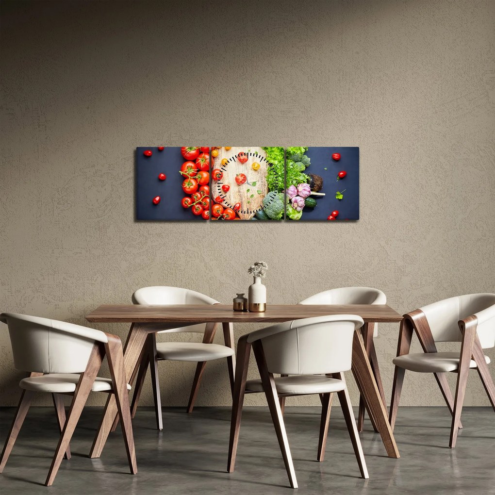 Kép - Zöldséggel teli asztal (órával) (90x30 cm)