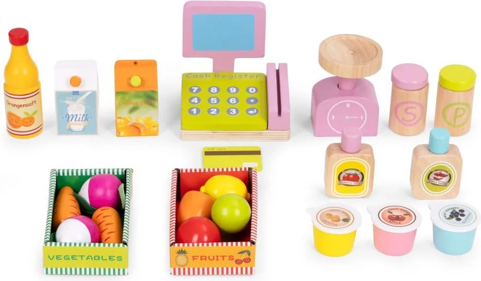 Fából készült gyermekbódé - zöldség- és gyümölcsbolt
