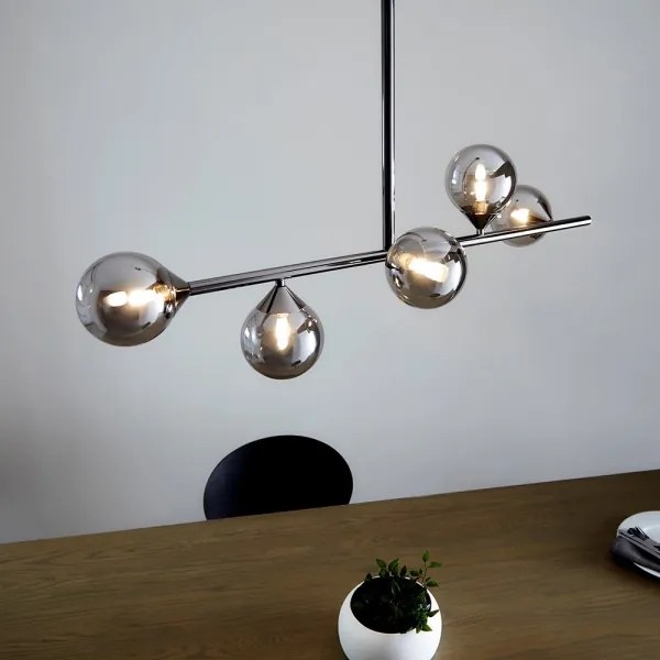 Endon 101348 - Rúdon függő csillár OTIS 5xG9/3W/230V fekete króm/füstölt fekete