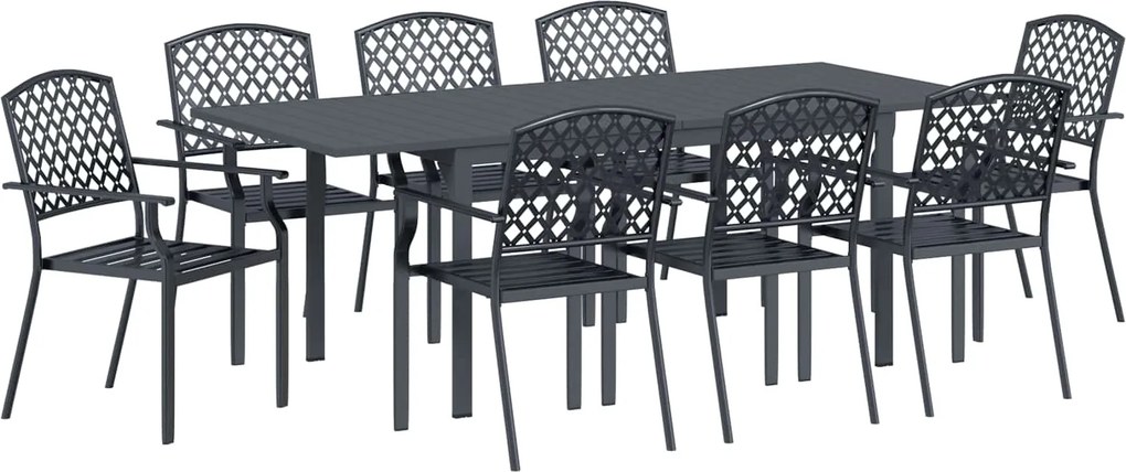 vidaXL Kert étkező szett 9 pcs Antracit Acél