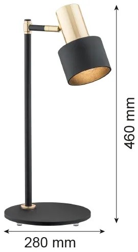 Argon 4257 - Asztali lámpa DORIA 1xE27/15W/230V fekete/sárgaréz