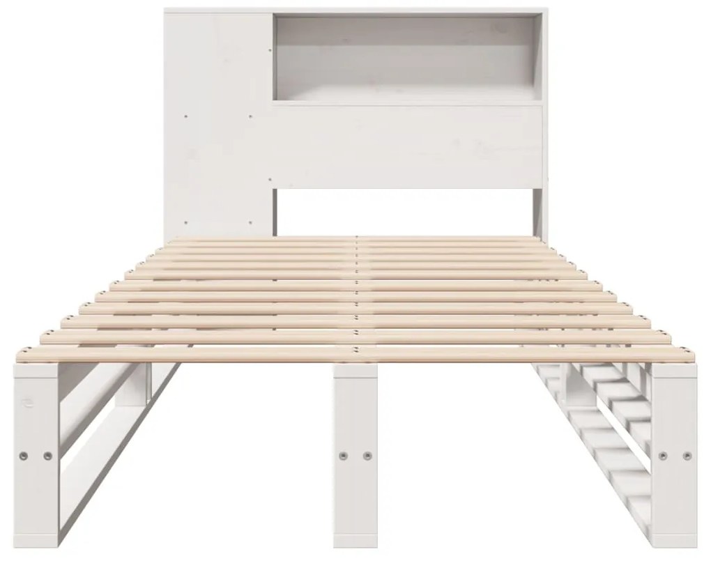 fehér tömör fa könyvespolcos ágy matrac nélkül 90 x 200 cm