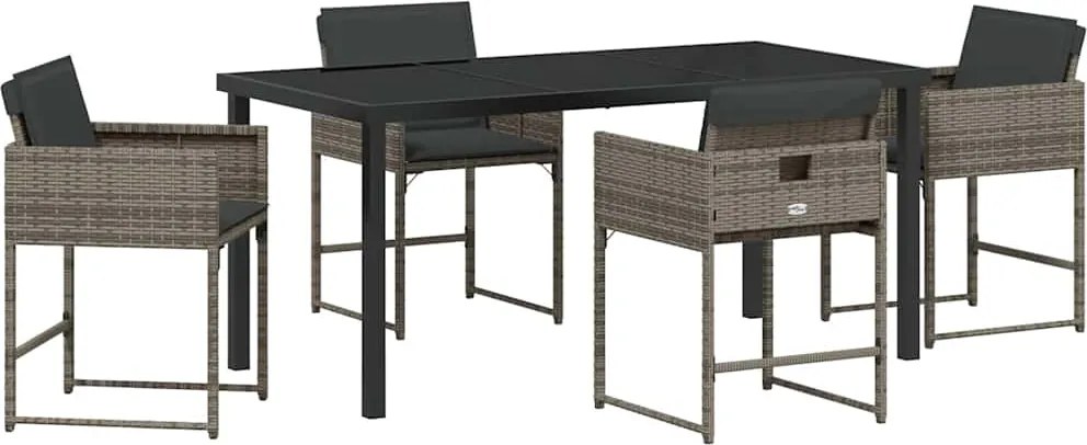 vidaXL Kert étkező szett 5 pcs Szürke polirattan