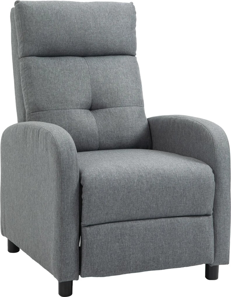 HOMCOM Fekvőfotel, TV Fotel Fekvő Funkcióval, Vászon Hatású TV Fotel, Kárpitozott Fekvőfotel Zsebb springs Maggal, Relaxáló Fotel 150 kg Teherbírással