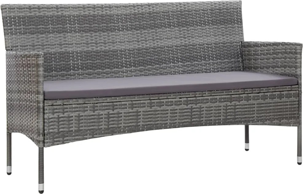 vidaXL 3 személyes szürke polyrattan kerti kanapé párnákkal
