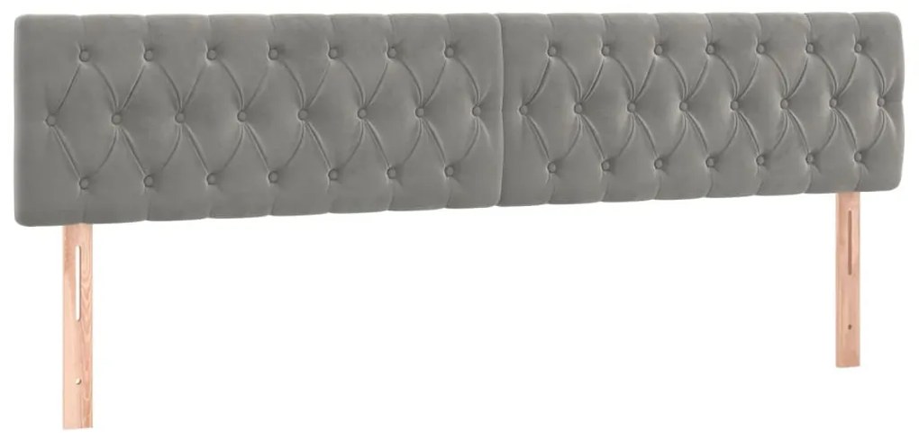világosszürke bársony LED-es fejtámla 180 x 7 x 78/88 cm