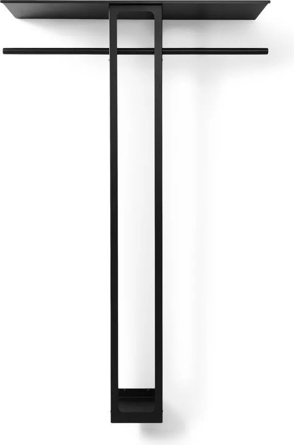 Fekete acél fali fogas polccal 100 cm Luno Large – Spinder Design