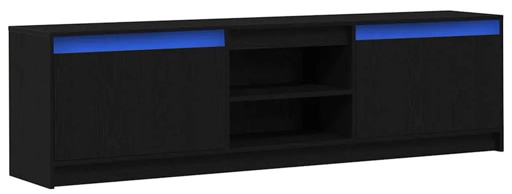 TV szekrény Fekete 182 x 34 x 50 cm Faanyag