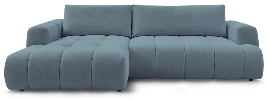 Kék kinyitható-tárolóhelyes sarokkanapé (bal oldali-heverő résszel) Fuji – Bobochic Paris