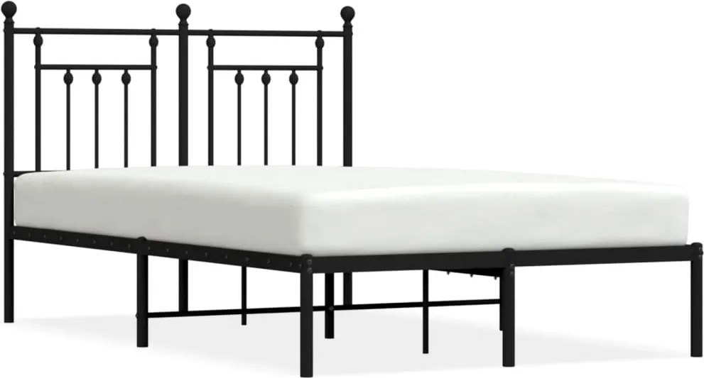 vidaXL fekete fém ágykeret fejtámlával 120 x 190 cm