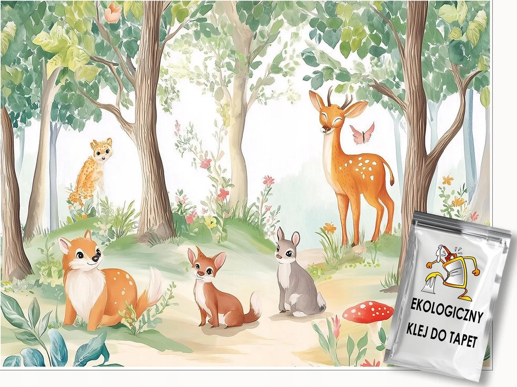 Fotótapéta Gyerekeknek Erdő Állatok Lányok Tapéta Flizelina 150x105
