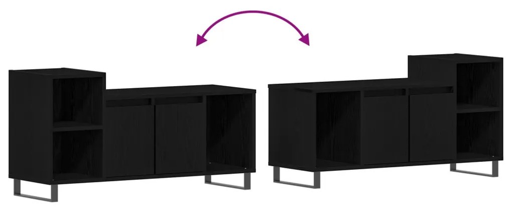 TV Szekrény Fekete Tölgy 100x35x55 cm Műanyag