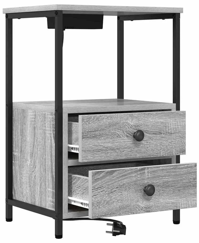 vidaXL Éjjeliszekrény 2 pcs Szürke Sonoma 40 x 31 x 60 cm Faanyag