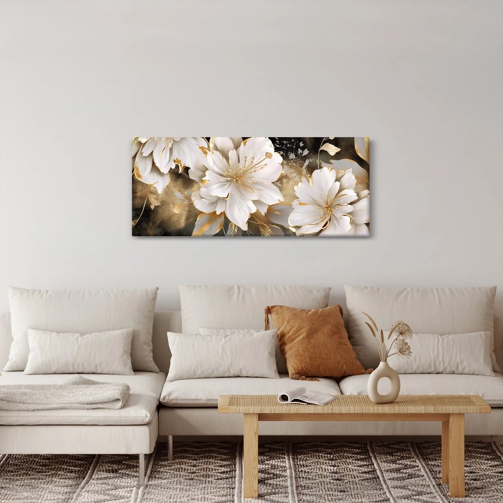 Kép - Virágok aranyban (120x50 cm)